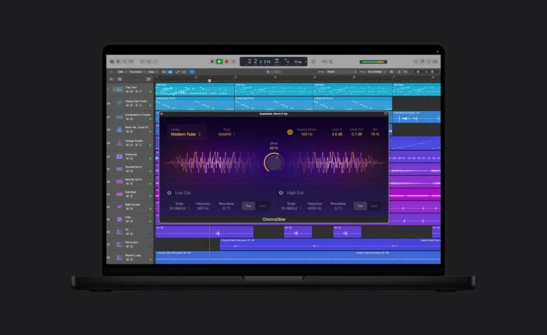 Official Apple image of the existing ChromaGlow saturation plug-in in Logic Pro