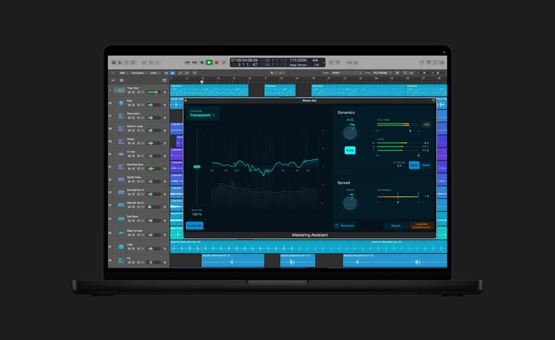 Official Apple image of the existing Logic Pro Mastering Assistant interface