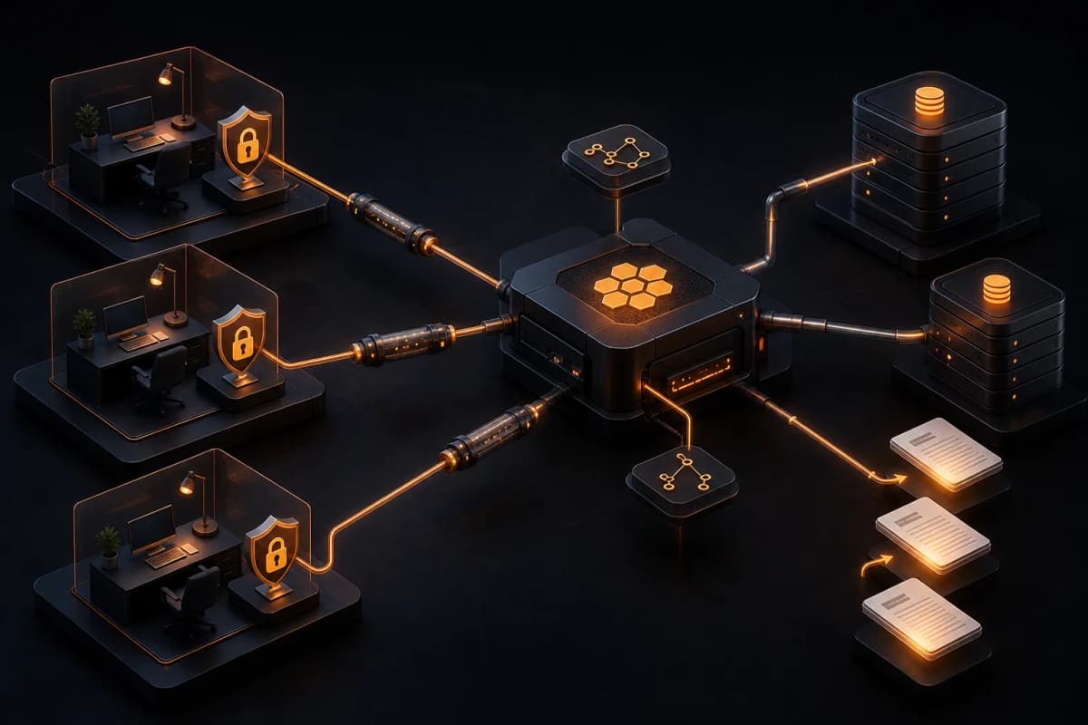 Illustration: multiple clients connect separate Apify accounts or tokens to the same SEO Actor through MCP